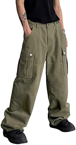 Oyoangle muške trenirke sa džepovima široke nogavice kargo pantalone široke pantalone Streetwear