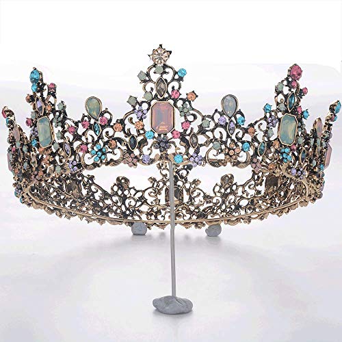 S SNUOY rođendan Krune za krune Full Round Baroque Tiaras Vintage Rhinestones kraljica Krune