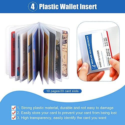 Set od 4 plastičnog novčanika umetak 10 stranica jasni držači kreditnih kartica sa 20 komada Plastična