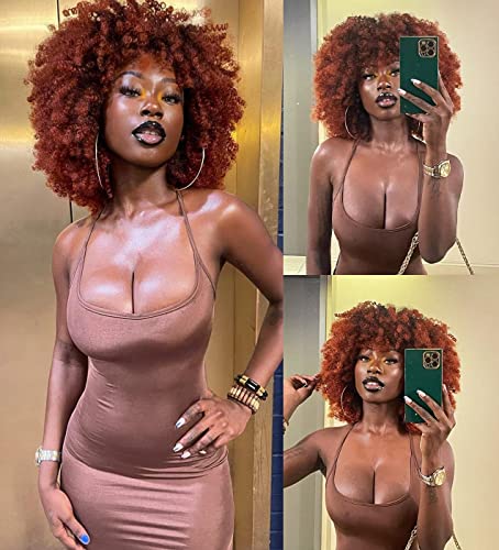 CC Hair 14inch Curly Afro perike za crne žene kratke Kinky Curly perike sa šiškama Crna do bakra Afro kosa sintetička