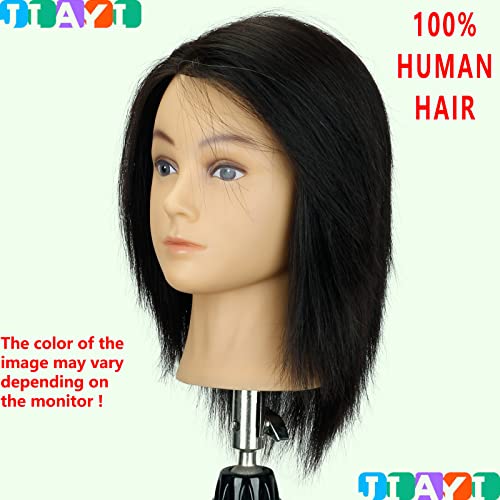 Jiayi Mannequin glava ljudska kosa 10-12 inča ženska Lutka za obuku Manikin glava za vježbanje stiliziranja