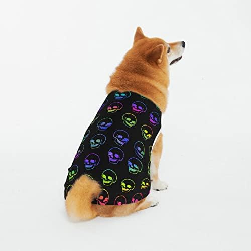 Pamučne majice za kućne ljubimce LGBT-Skull-Neon-Rainbow Puppy Coustmes Dog Cat Pajamas Mekani