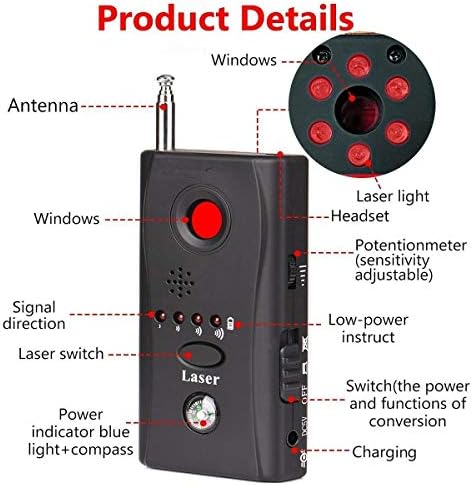 Automust anti-spy Skrivena kamera bug RF detektor bežični detektor grešaka detektor sočiva skrivene kamere detektor radio talasa detektovanje signala Radio talasa punog dometa GSM uređaj, detektor kamere za Anti prisluškivanje/kandidiranje