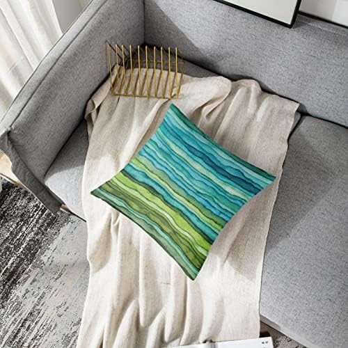 Golee bacač jastuk sažetak svijetli plavi i zeleni valovi ručno nacrtano prugasto vodkolor četkica dekorativni