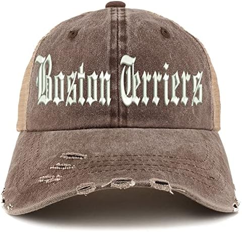 Trendy Odjeća Shop Old English Bostonski terijeri Frayed Bill Trucker Mesh Back Cap