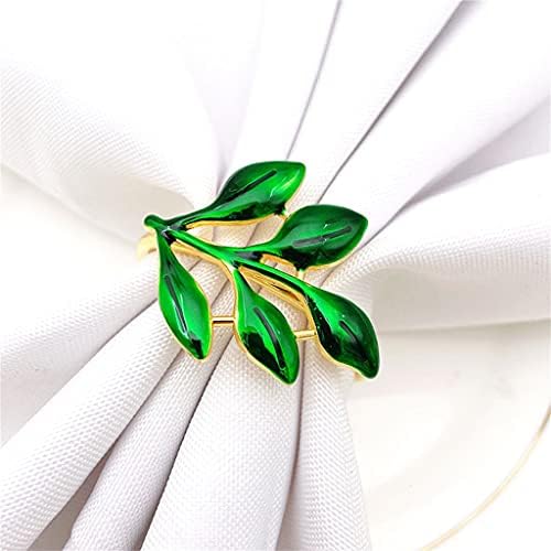 Renslat 10pcs Hotel Green Leaf Sapkin prsten Kineski salvetni kopčak ubrus prsten za trpeznju stol ukras (boja: