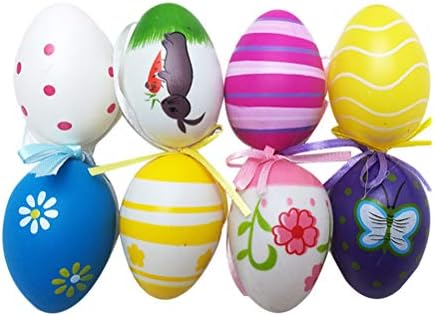 AMOSFUN Uskrsni ukrasi za dom 12pcs Uskršnja ukrasna jaja DIY ispisana jaja šareno uskrsnjenje viseći jaja plastična
