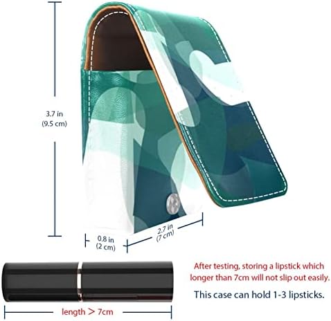 ORYUEKAN Mini torba za šminkanje sa ogledalom, torbica za kvačilo od umjetne kože, moderan jednostavan uzorak tirkizno bijele boje