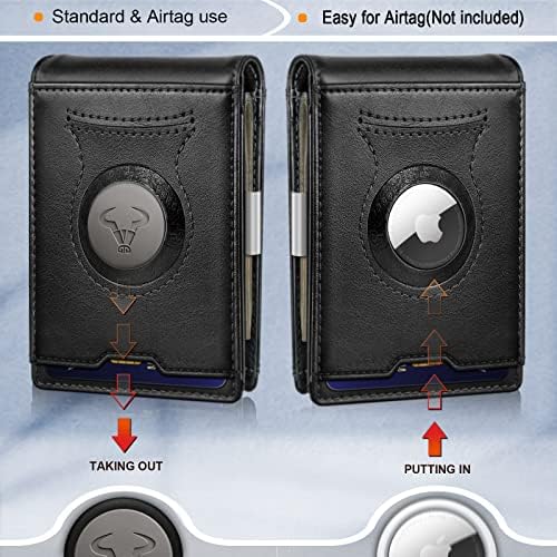 BULLIANT muški novčanik, tanak kožni novčanik RFID Blocken za muškarce Standard i Apple Airtag