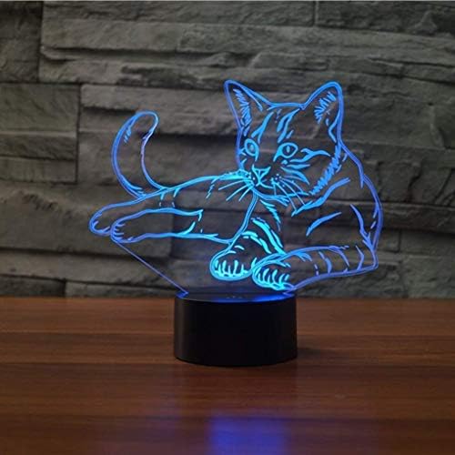 YTDZLTD Creative 3D Cat noćno svjetlo 16 boja mijenjanje USB daljinskog upravljača dodirni prekidač lampa optička
