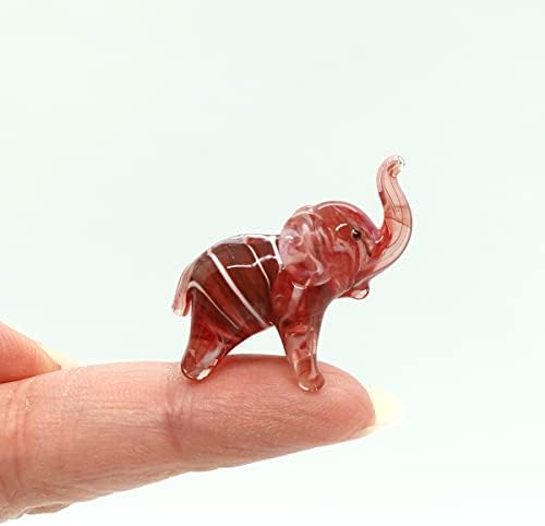 Sansukjai Elephant Tiny Micro figurice Ručno puhalo Umjetno umjetno tijelo Kolekcionarski