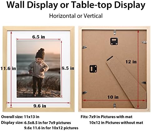 Kinlink 10x12 okviri za slike okviri od prirodnog drveta sa akrilnim pleksiglasom za slike 7x9 sa