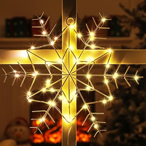 11.8 inčni Božić prozor Snowflake svjetla dekoracije Led viseća Snowflake prozor svjetla sa 50 sijalice vodootporan treperi Fairy Snowflake Božić ukras za Božić Home Party vrt dekor