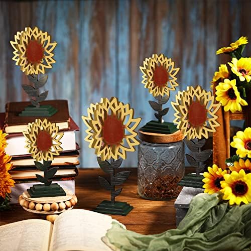 5 kom suncokretova drvena dekoracija suncokretova slojevita ladica Decor ljetni stol Decor 3d stojeći suncokretov