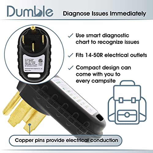 Dumble RV Outlet Tester Plug-50 Amp Tester utičnice Tester RV analizator kruga sa 4 LED svjetla za testiranje