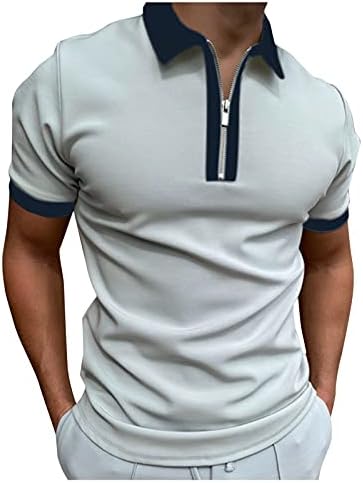 Zhdd Muška ljetna klasična majica Solid Color Zipper Revel Polos Majice Kratki rukav Isključite Carlar Spesited Tops Tee
