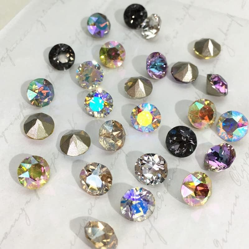 16 rezani Rhinestones okrugli šiljasti kristalni sjajni stakleni kristali za nakit za nokte -