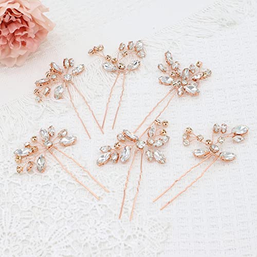 Oriamour Bridal Wedding Crystal Hair Pins Wedding Hair Accessories za žene i djevojčice paket od 6 komada