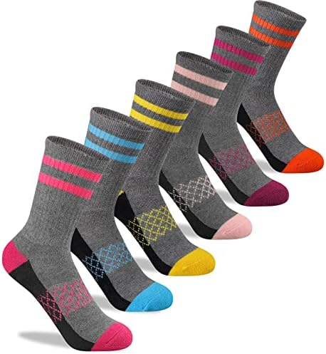 Comfoex Djevojke Crew Čarape Atletski Pola Jastuk Duge Čarape Pamučne Teleće Čarape Za Djecu 6 Parova
