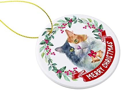 Božićni ukrasi za uspomenu Božićni vijenac i kućni ljubimac mačka keramički Ornament idealni ukrasi za poklone