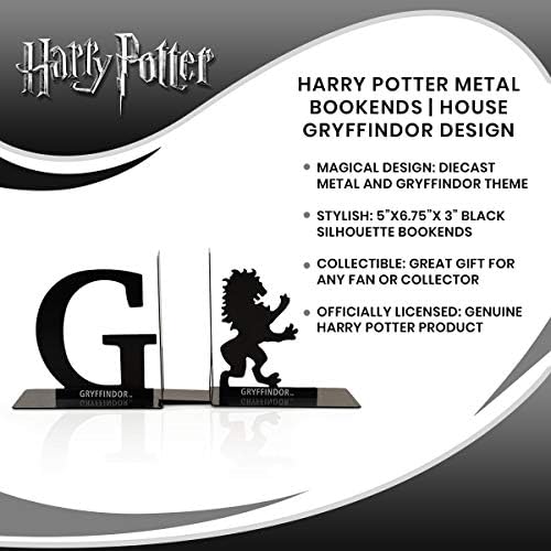 Harry Potter Metal Bookends-Crni Hogwarts House Gryffindor Diecast dizajn-dekorativni držač za knjige - Kućni,