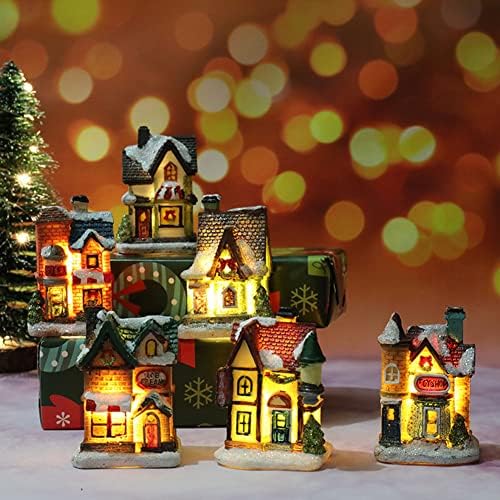 WLKQ Božićni Seoski Setovi - Božićna dekoracija, LED osvijetljene Božićne seoske kuće sa figuricama,