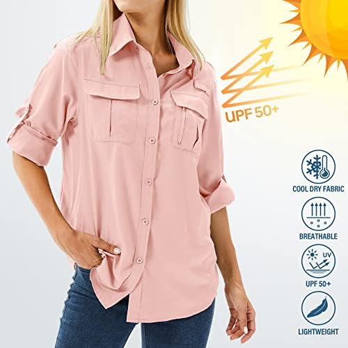 Toumett ženski upf 50 dugih rukava UV zaštita od sunca Safari majice na otvorenom brza suhi ribolov planinarske