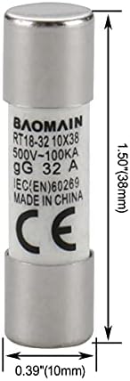 Baomain Fuse Link RT18-32 32A cilindrična keramička cijev 10x38mm 500V CE paket po 20