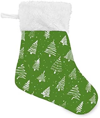 Alaza Božićne čarape Božićno drvce Zelena i bijela klasika Personalizirani ukrasi za male