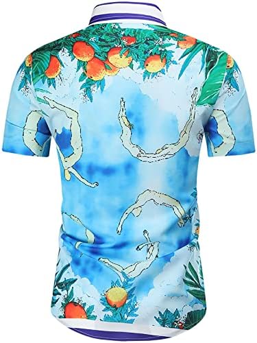 Muške sportske havajske majice casual gumb niz kratki rukav Šareni cvijet od plaže Tropska havaja vrhova