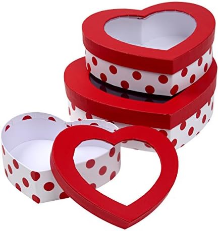 Poklon kutije za valentinovo u obliku srca s prozorom 3 pakovanje valentinovih srca tretirajući kutiju sa poklopcima Valentines gniježđenje kartonski kolačić za poklon dar davanje odmorivanja ukrasnog poklona za omotavanje i pakiranje