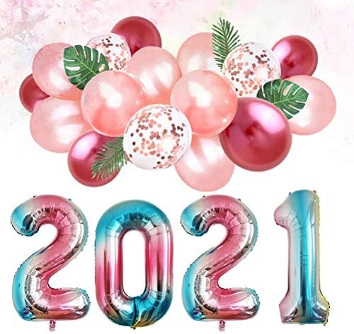 AMOSFUN 1 set 32 ​​inča 2021 broj aluminijske folije balon Latex balon set Nove godine šarene zabave