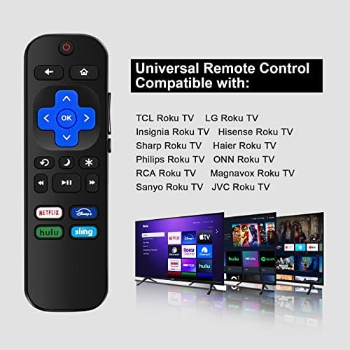 2 PCS Universal Replaced Remote Control for Roku TV,Compatible with TCL Roku/Philips Roku/Insignia Roku/Hisense