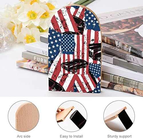 Muscle Car američka zastava Drvo Bookends teške držače knjiga za police dekorativne knjige Završava