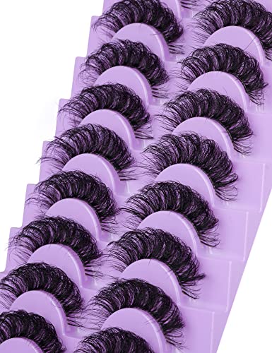 wiwoseo Fluffy Russian Strip Lashes Peri Clear Band Eyelashes Natural Wispy Fluffy D Curly Faux Mink