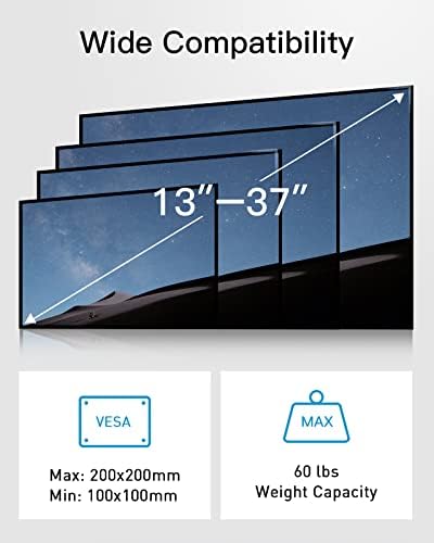 Pipishell PICM1 stropni TV nosač za najviše 13-37 inčnih televizora Max Vesa 200x200mm i do 60 funti i prepuna televizora za zid za većinu 26-55 inčnih televizora, artikulirajući TV montiranje MAX VESA 400x400mm do 88klbs