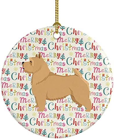 Caroline's Treasures WDK1967CO1 Norwich Terrier Sretan Božić keramički Ornament, višebojni, ukrasi za jelku, viseći ukras za Božić, praznik, zabavu, poklon,