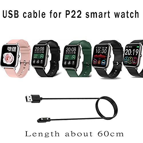 YiQungo USB kabl za Donerton P22, KW10, KW20, Y20 Smart Watch Charger USB zamena kabela za punjenje za P22 SmartWatch, 2-pinski USB kabel za Heroband 111 SmartWatch