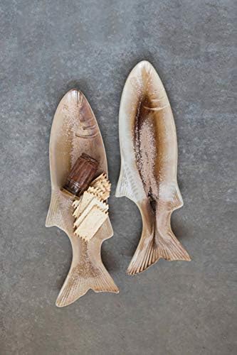 Creative Co-op 16,5 Kamenbe za riblje u obliku ribljeg obloga, smeđa