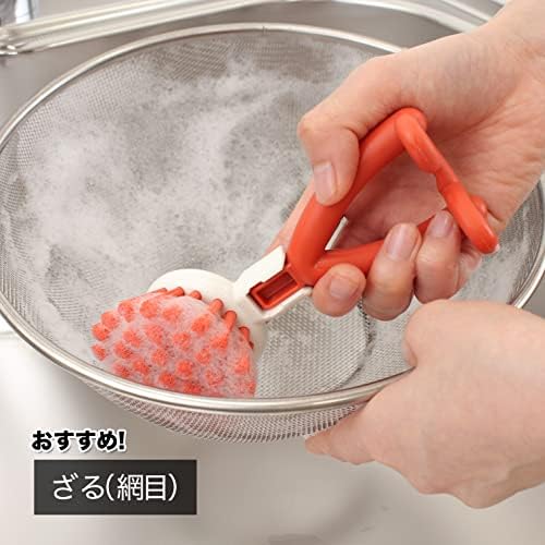 Sanbelm K60357 Kuhinjska četkica, samostojeći, pranje posuđa, crvena, nicot kuhinjska četkica, maru-chan, napravljen u Japanu