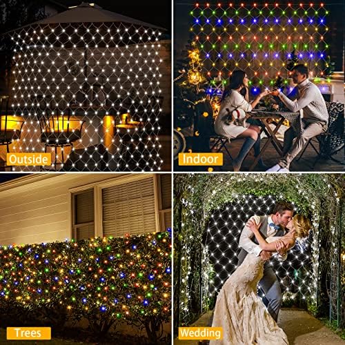 12ft x 5ft Božić Net Lights Outdoor, 360 LED Bush Mesh Lights Lights sa daljinskim, 11 načina boja mijenja