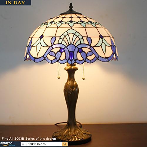 WERFACTORY Tiffany lampa plava tamnoplava Bijela vitraža barokni noćni ormarić lampa style stol lagana