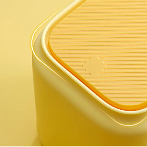 Abecel kanta, 1pc žuta pravokutna smeća može biti mala s poklopcem Desktop kantu za smeće Mala kancelarijska papirna košara slatko smeće