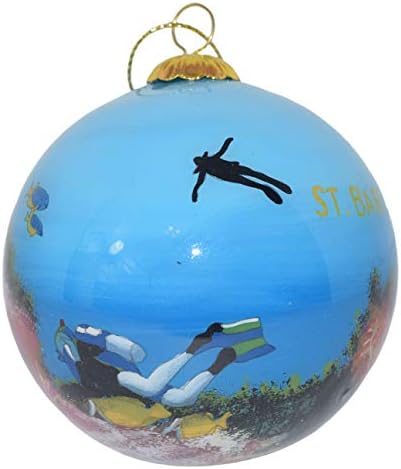 Ručni oslikani stakleni božićni ukras - Scuba ronilaca Sveti Barth, FWI