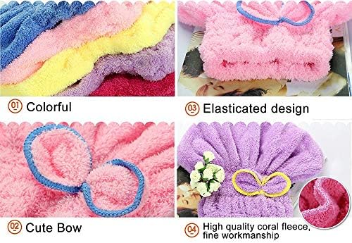 5 paketa Bowknot ručnici za sušenje kose od mikrovlakana, MERLINAE fast Coral Velvet sušenje duge kose