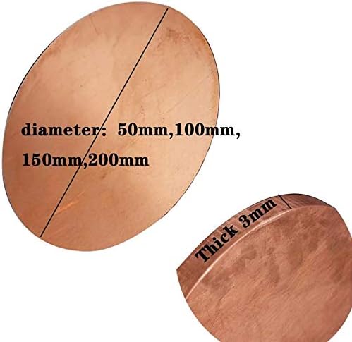 Yiwango čisti Bakar okrugli lim ploča metalna ploča Debljina materijala 3mm-Prečnik 100mm Lim od čistog