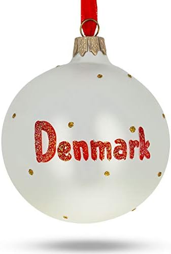 Zastava Danske Glass Ball Božić Ornament 3.25 inča