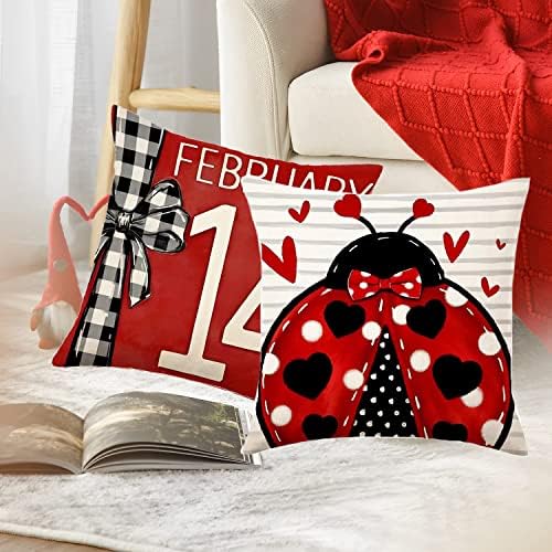 Valentines jastuk 18x18 Set od 4 Gnome Valentines Decor Valentines Jastuci za srce Srce BollyBumor Seoska kuća