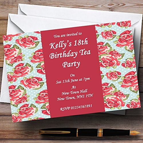 The Card Zoo Plavi ružičasti Vintage Tea Personalizirani pozivnici za zabavu