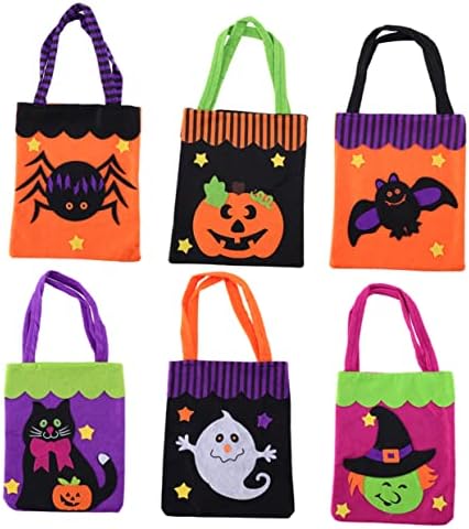 Tendycoco 6pcs crtani torbe za Halloween Smiješan ukras ili vještica uzorak uzorak kuća za prijenosni materijal Stranka poklon spoof netoveni trik tretira bundevu